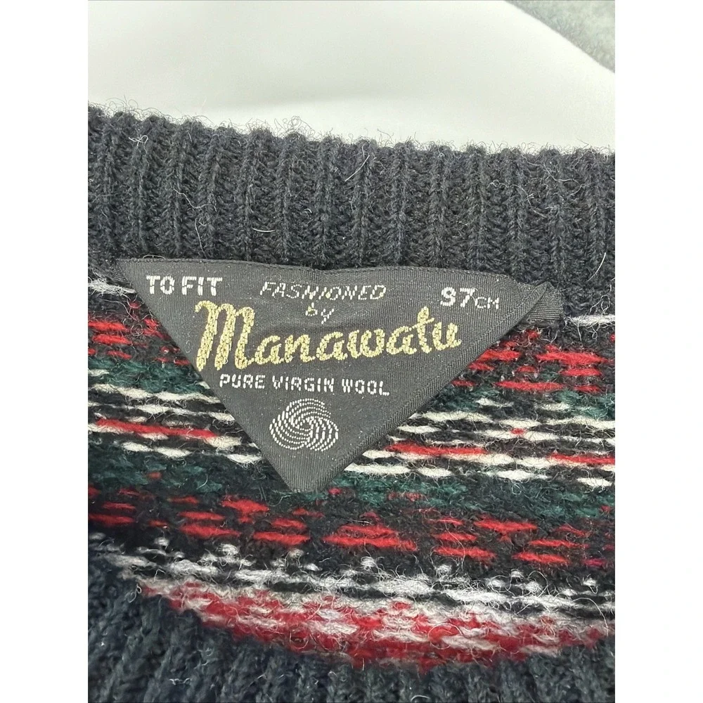 Manawatu‎ Vintage Pullover Sweater 100% Wool Large Mens New Zealand Fair Isle